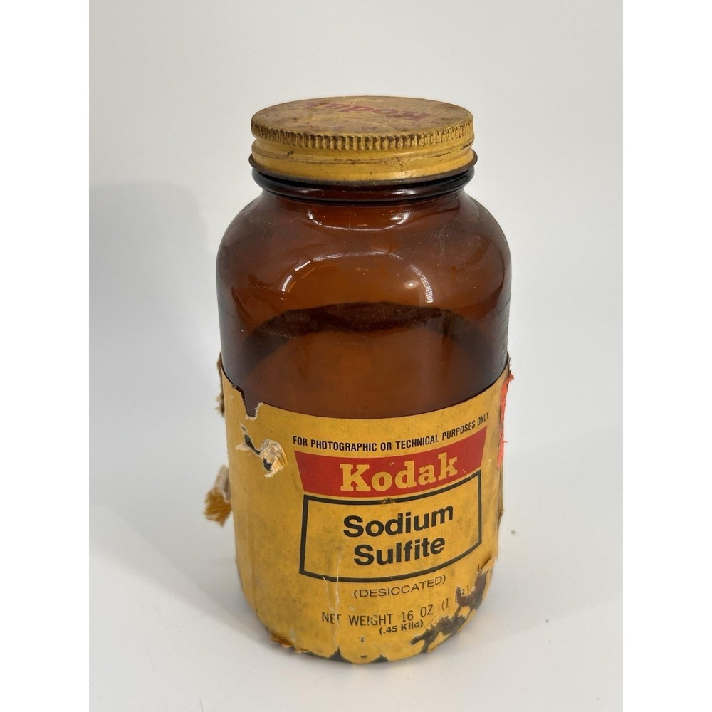 Vintage Kodak Sodium Sulfite (Desiccated) 1LB‎ Amber Glass Bottle